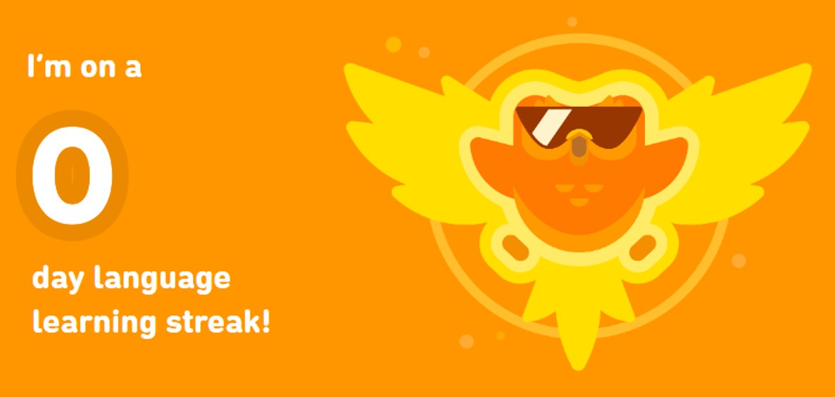 Duolingo learning streak tracker showing daily progress and motivational challenges