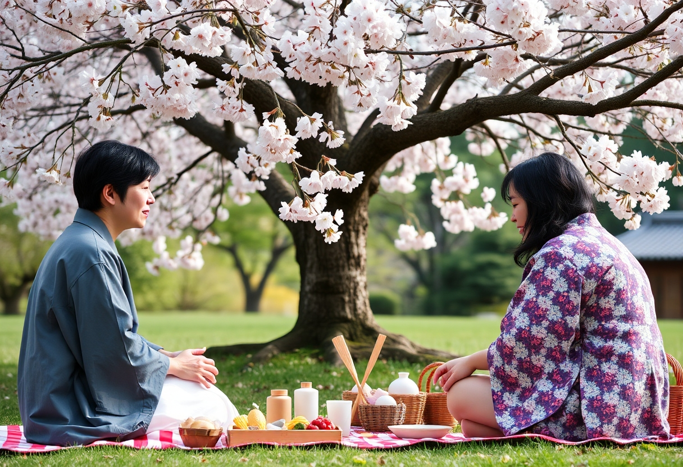 Cultural context of hanami cherry blossom viewing showing seasonal vocabulary importance