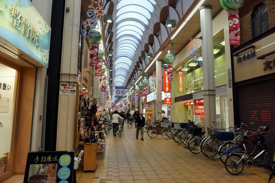 Covered shopping arcade at Senbayashi, Osaka